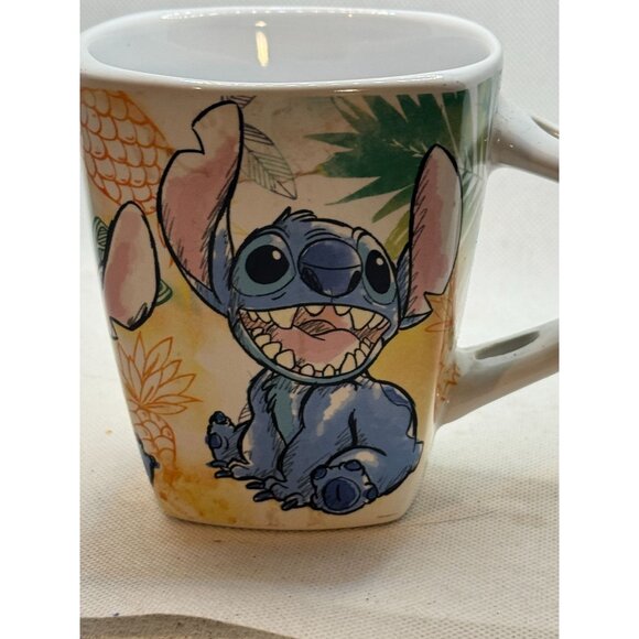 Disney Jerry Leigh Stitch Ceramic Mug With Tropical Design 12 Oz - Picture 2 of 7